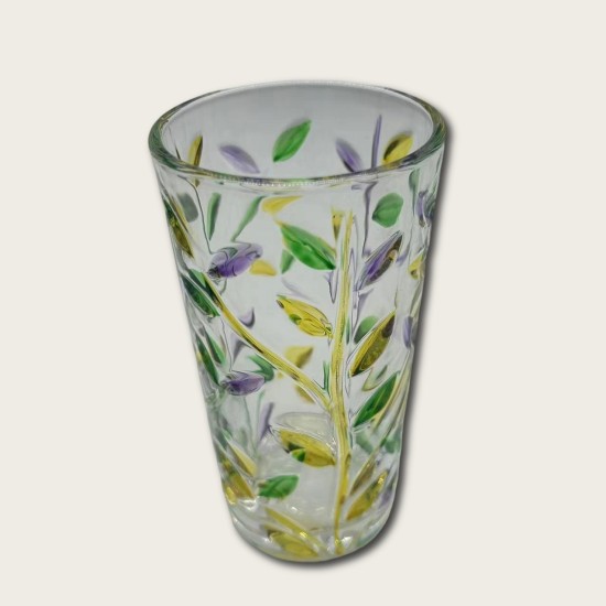 Colorful Green, Purple And Yellow Leaves Glass