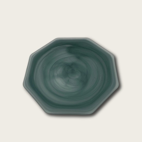 Frosted Green Octagonal Plate