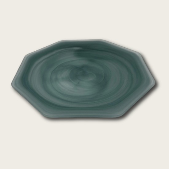 Frosted Green Octagonal Plate