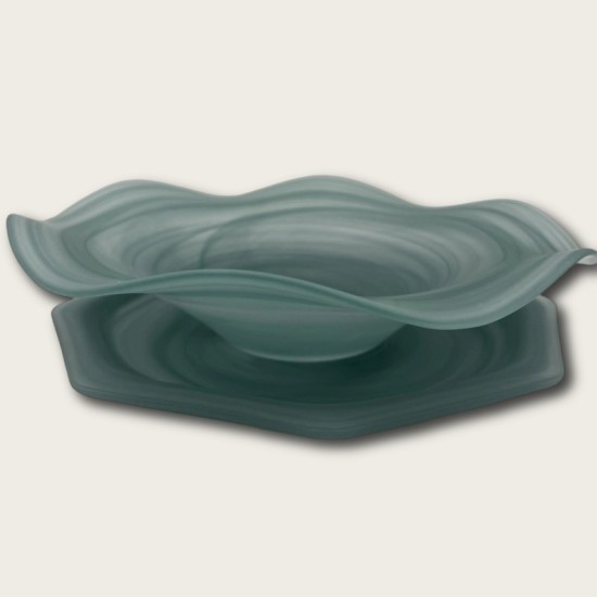 Frosted Green Octagonal Plate