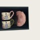 Vintage Oil Painting Coffee Cup And Saucer Set Ceramic Green And Pink Butterfly Double Tall Cup Gift Box Vintage Oil Painting Coffee Cup And Saucer Set Ceramic Green And Pink Butterfly Double Tall Cup Gift Box