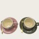 Vintage Oil Painting Coffee Cup And Saucer Set Ceramic Green And Pink Butterfly Double Tall Cup Gift Box Vintage Oil Painting Coffee Cup And Saucer Set Ceramic Green And Pink Butterfly Double Tall Cup Gift Box