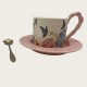 Vintage Oil Painting Coffee Cup And Saucer Set Ceramic Green And Pink Butterfly Double Tall Cup Gift Box Vintage Oil Painting Coffee Cup And Saucer Set Ceramic Green And Pink Butterfly Double Tall Cup Gift Box