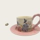 Vintage Oil Painting Coffee Cup And Saucer Set Ceramic Green And Pink Butterfly Double Tall Cup Gift Box Vintage Oil Painting Coffee Cup And Saucer Set Ceramic Green And Pink Butterfly Double Tall Cup Gift Box