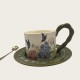 Vintage Oil Painting Coffee Cup And Saucer Set Ceramic Green And Pink Butterfly Double Tall Cup Gift Box Vintage Oil Painting Coffee Cup And Saucer Set Ceramic Green And Pink Butterfly Double Tall Cup Gift Box