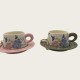 Vintage Oil Painting Coffee Cup And Saucer Set Ceramic Green And Pink Butterfly Double Cup Gift Box Vintage Oil Painting Coffee Cup And Saucer Set Ceramic Green And Pink Butterfly Double Cup Gift Box