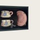 Vintage Oil Painting Coffee Cup And Saucer Set Ceramic Pink And Purple Butterfly Double Cup Gift Box Vintage Oil Painting Coffee Cup And Saucer Set Ceramic Pink And Purple Butterfly Double Cup Gift Box