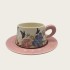 Vintage Oil Painting Coffee Cup And Saucer Ceramic Pink Butterfly Cup Gift Box