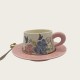 Vintage Oil Painting Coffee Cup And Saucer Ceramic Pink Butterfly Cup Gift Box Vintage Oil Painting Coffee Cup And Saucer Ceramic Pink Butterfly Cup Gift Box