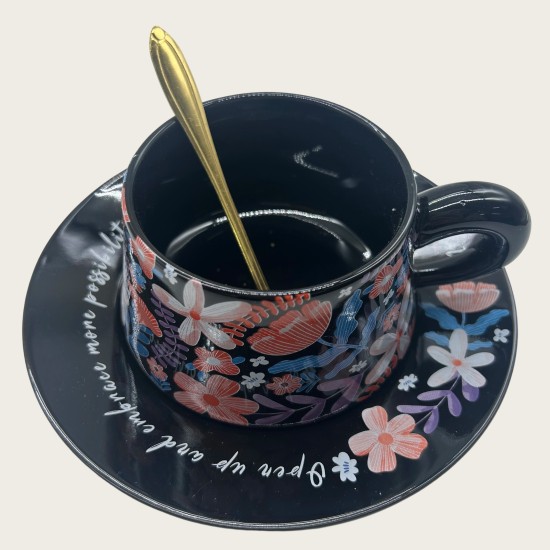 Black Ceramic Coffee Cup And Saucer Set Black Ceramic Coffee Cup And Saucer Set