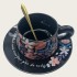 Black Ceramic Coffee Cup And Saucer Set