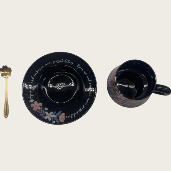 Black Ceramic Coffee Cup And Saucer Set Black Ceramic Coffee Cup And Saucer Set