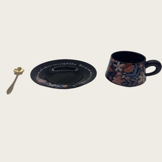 Black Ceramic Coffee Cup And Saucer Set Black Ceramic Coffee Cup And Saucer Set