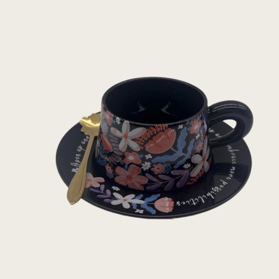 Black Ceramic Coffee Cup And Saucer Set Black Ceramic Coffee Cup And Saucer Set