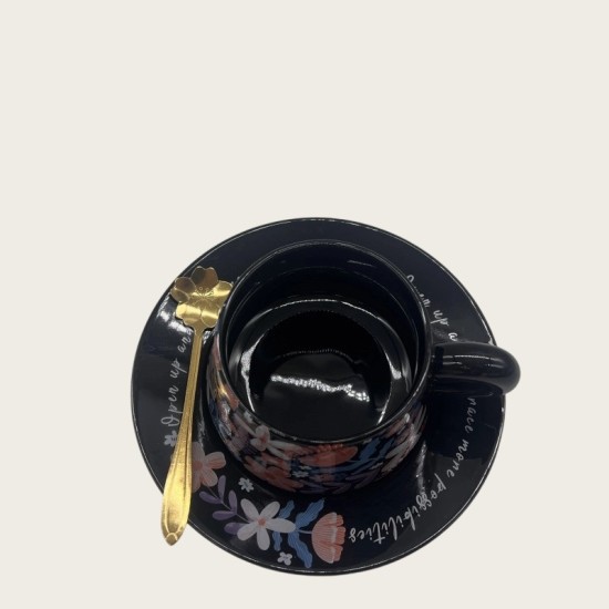 Black Ceramic Coffee Cup And Saucer Set Black Ceramic Coffee Cup And Saucer Set