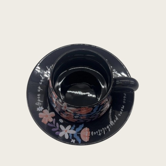 Black Ceramic Coffee Cup And Saucer Set Black Ceramic Coffee Cup And Saucer Set
