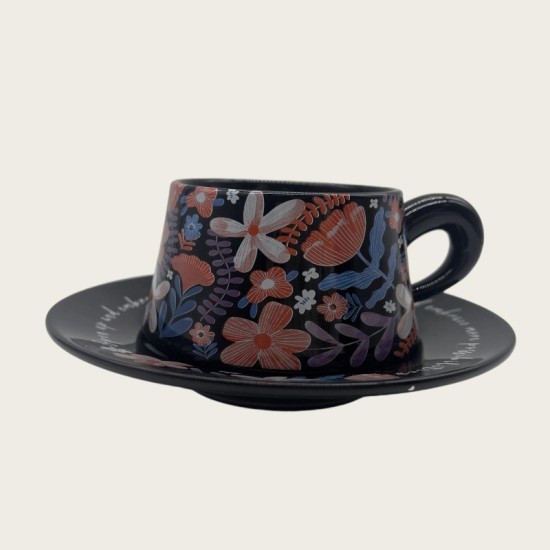 Black Ceramic Coffee Cup And Saucer Set Black Ceramic Coffee Cup And Saucer Set
