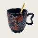 Black Ceramic Coffee Tall Cup With Flowers Black Ceramic Coffee Tall Cup With Flowers