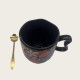 Black Ceramic Coffee Tall Cup With Flowers Black Ceramic Coffee Tall Cup With Flowers