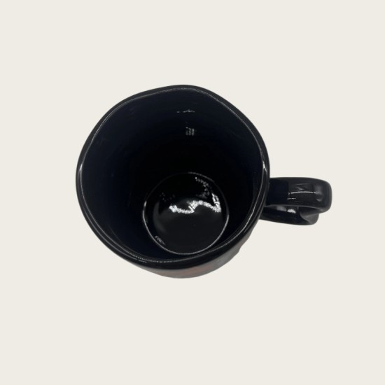 Black Ceramic Coffee Tall Cup With Flowers Black Ceramic Coffee Tall Cup With Flowers