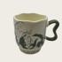 Green Ceramic Coffee Tall Cup With Flowers