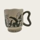 Green Ceramic Coffee Tall Cup With Flowers Green Ceramic Coffee Tall Cup With Flowers