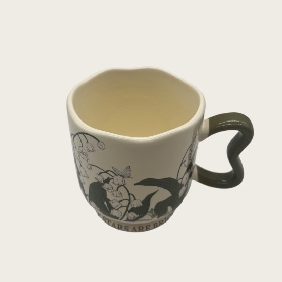 Green Ceramic Coffee Tall Cup With Flowers Green Ceramic Coffee Tall Cup With Flowers