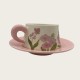 Delicate Flower Pink Ceramic Coffee Cup And Saucer Set